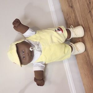 Rare Vtg 1982 Cabbage Patch African American Fuzzy Hair Boy Corduroy Outfit
